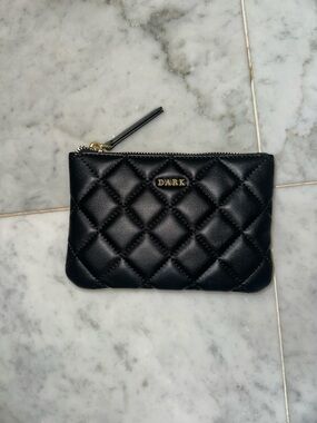 Quilted Black Zip Pouch for Women